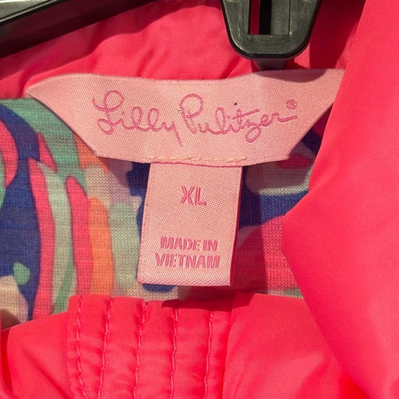 Lilly Pulitzer Skylar Flamingo Pink Vest Jacket  Gold Zippers Womans XL - Picture 4 of 8